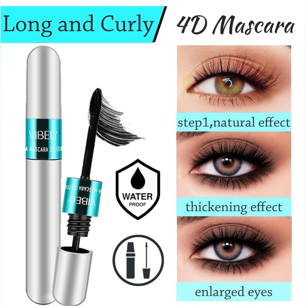 New Lash Cosmetics Vibely 4D Mascara w/ Dual Brushes For Long, Voluminous Lashes